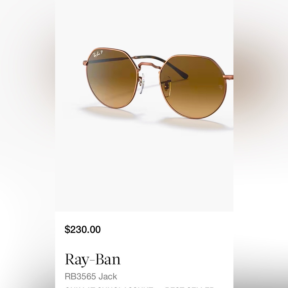 Ray-Ban “Jack” Sunglasses Copper Brown Polarized Unisex Brown